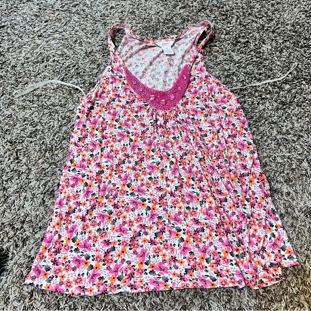 Women’s candies floral jewel tank top. Size medium